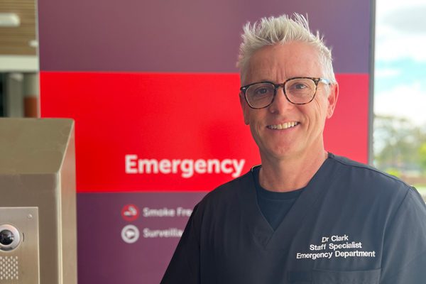 Caboolture Hospital Director Emergency Dr Sean Clark at the entry to the new Emergency Department.