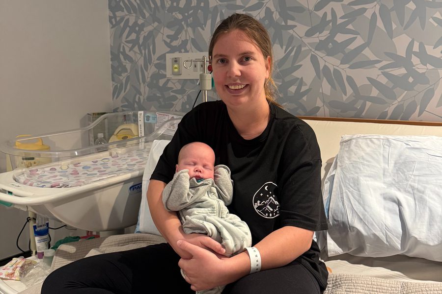 Mum Clare and Baby Finley in the new Neonatal Unit rooming-in room