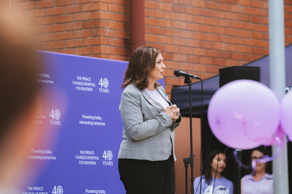 TPCH Executive Director Tami Photinos speaking at the Foundation's 40-year milestone event.