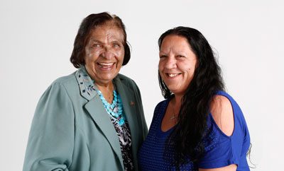 Elder Aunty Lorelle Bird, from Deception Bay, with Caboolture Indigenous Hospital Liaison Officer Michelle Pieper.