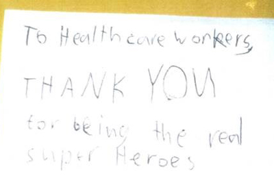 Thankyou to healthcare workers from a child