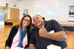 Executive Director Aboriginal and Torres Strait Islander Health Sherry Holzapfel with Uncle Roger Knox