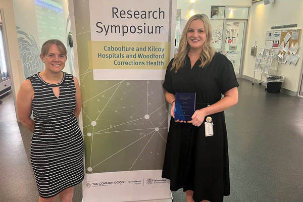 CKW Research Symposium novice researcher winner, Caboolture Hospital Pharmacist Zoe Robinson, has now received her trophy from event sponsor, The Common Good.
