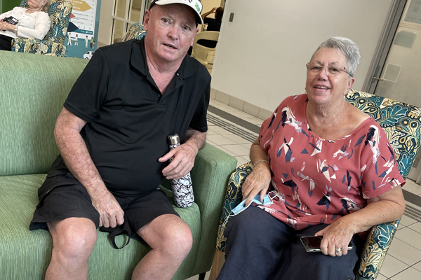 Maurice and Robynne enjoying the new couches at RBWH.