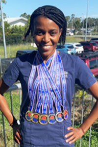 Australian Masters Athletics national championship medal winner Loreen Kaliyati