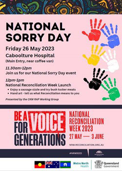 National Sorry Day 2023 poster for Caboolture Hospital