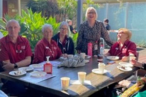 Volunteers celebrating at Redcliffe Hospital during National Volunteers Week
