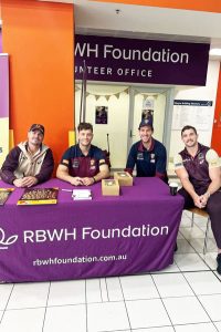 RBWH Foundation Giving Day ambassadors Brisbane Lions Josh Dunkley and Darcy Fort, and Brisbane Broncos Corey Oates and Cory Paix 