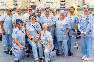 Caboolture Hospital PACU staff with retiring Vicki Pennington