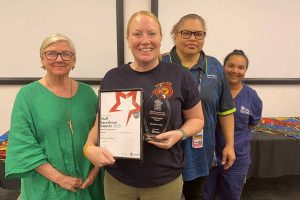 Samantha Cullen with Health Equity Award from Redcliffe Hospital Staff Excellence Awards 2023