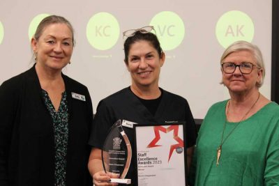 Karen Chippindall with Innovation Award from Redcliffe Hospital Staff Excellence Awards 2023