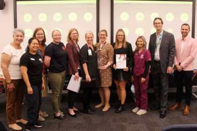 Allied Health staff with Excellence in Integrated Care Award from Redcliffe Hospital Staff Excellence Awards 2023