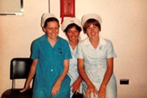 Kathie Powter with other two other nurses