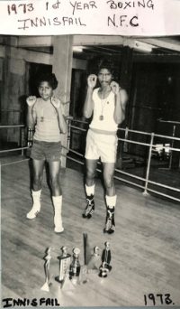 Norm Stevens in 1973, his first year of boxing, posing for the camera