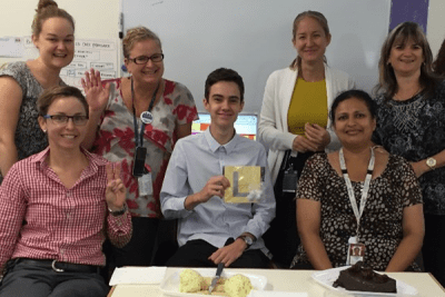 Sean Thomson pictured with colleagues as a School Based Trainee at Caboolture Hospital