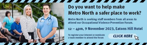 Metro North Occupational Violence Prevention Forum advertisement for 9 November 2023