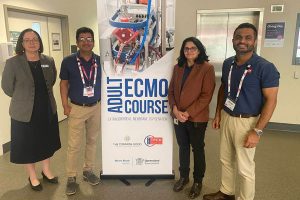 Melanie Dubbelde, Dr Dinesh Parmar, Dr Jayshree Lavana and Dr Kiran Shekhar at TPCH's ECMO training course