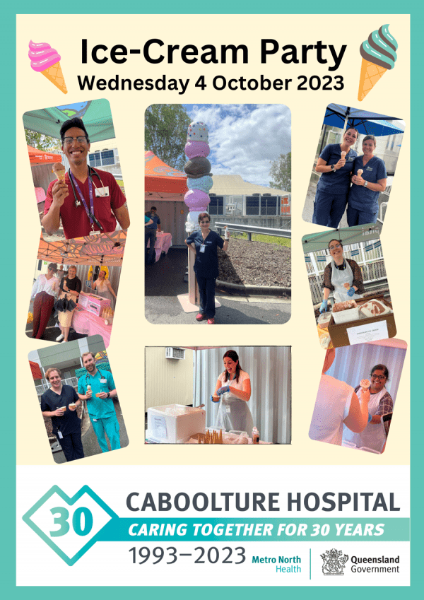 Collection of images from the Ice-Cream Party celebrations at Caboolture Hospital on Wednesday 4 October 2023