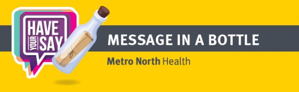 Metro North Health Message in a Bottle banner