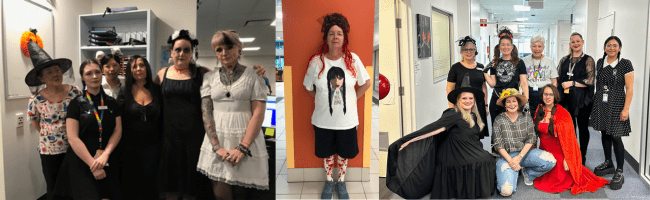 Series of photos of RBWH Staff dressed in Halloween costumes