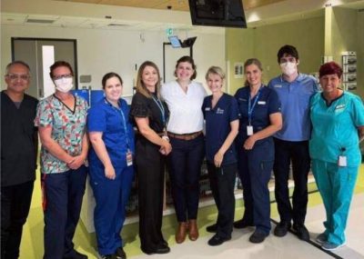Labor MP Nikki Boyd (centre) with staff from the Minor Injuries and Illness Clinic