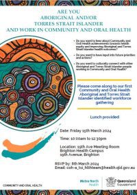 Aboriginal and/or Torres Strait Islander flyer for 15 March 2024 event 