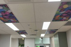 Coulourful roof tiles in refurbished Paediatric Unit at Caboolture Hospital