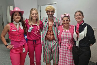 RBWH Emergency and Trauma Centre staff in Barbie-themed attire