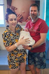 Proud parents Kelley and Roy with their 'leap year baby' at Caboolture Hospital