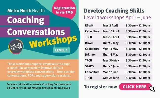 Coaching Conversations Level 1 Workshops April to June 2024 locations and times graphic