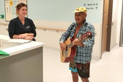Guitar man visiting Ward 4D at Caboolture Hospital