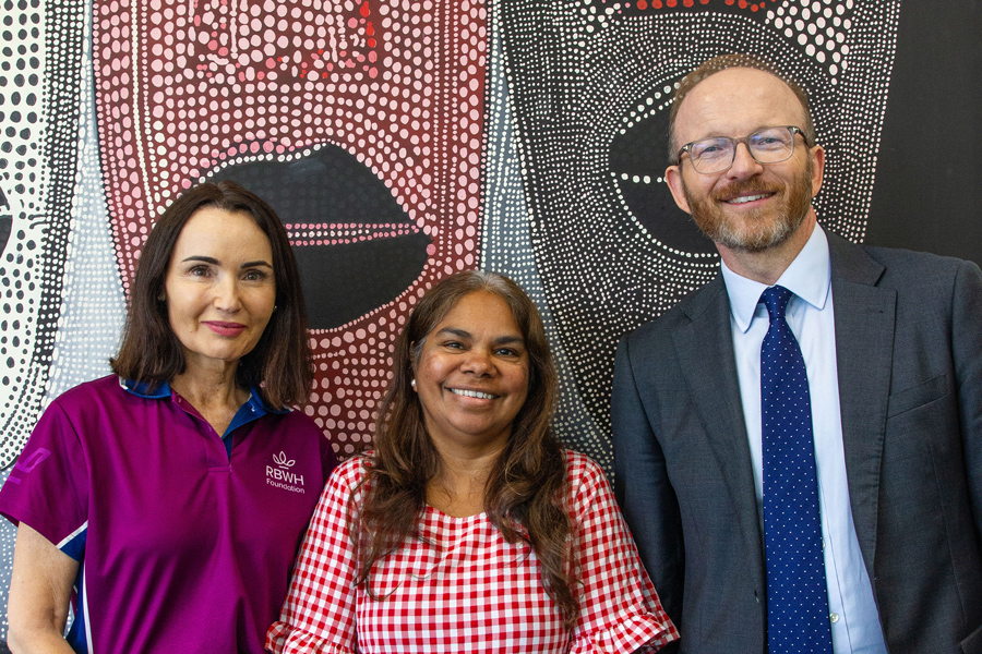 RBWH Foundation CEO Simone Garske, with RBWH Director of Aboriginal and Torres Strait Islander Health Roslyn Boland and Metro North Health Chief Executive Nick Steele