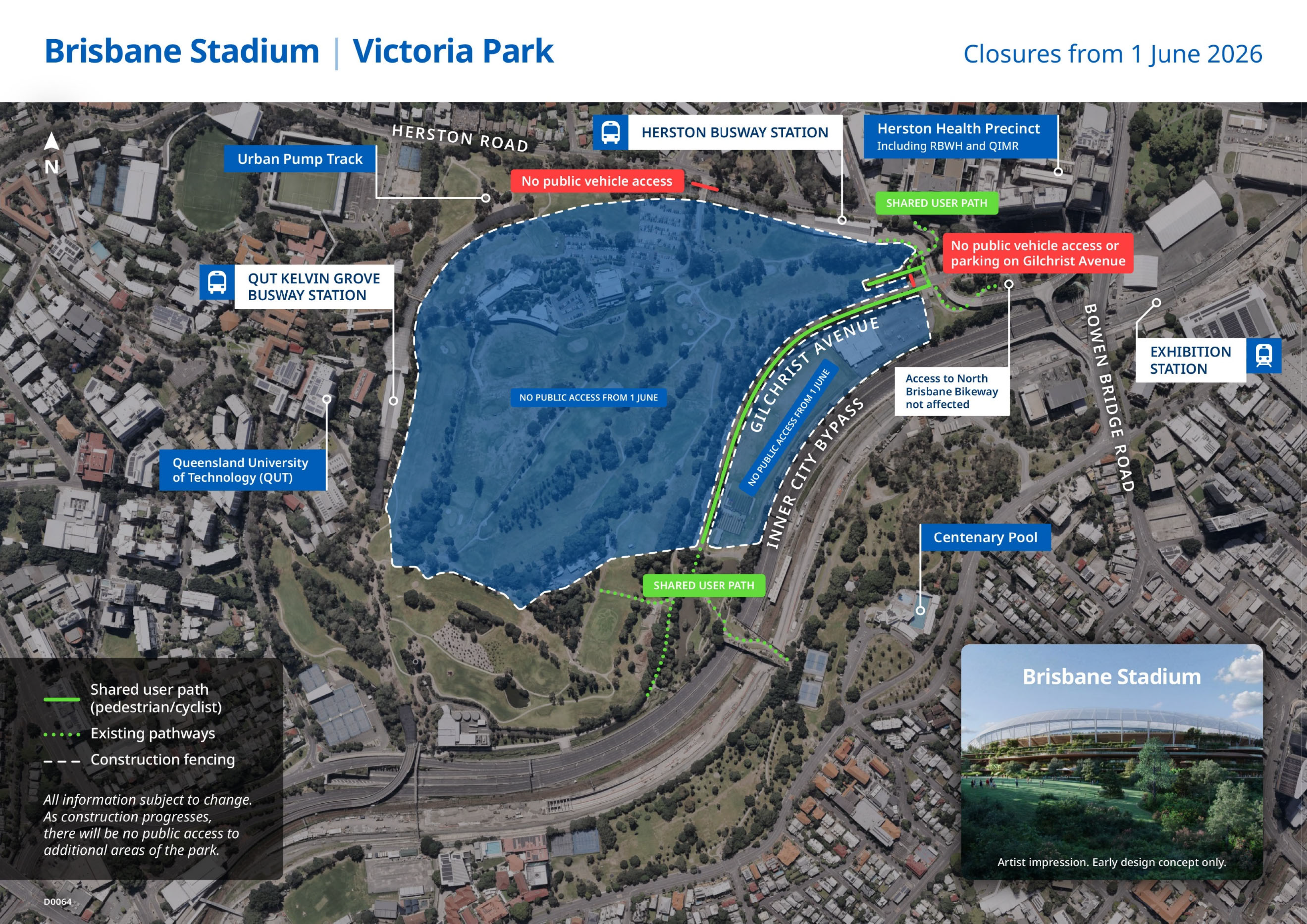 Brisbane Stadium | Victoria Park map - Closures from 1 June 2026