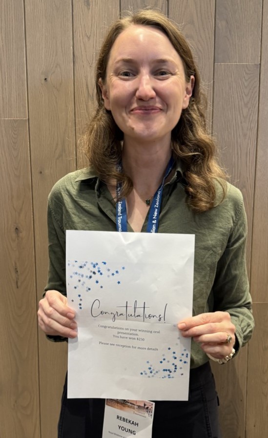 Dr Rebekah Young, winner of the Best Medical Oral Free Paper Presentation at the 2025 ANZTS Trauma Conference.