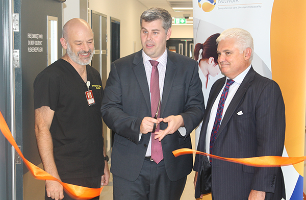 Caboolture Hospital Acting Executive Director Dr Simon Bugden, State Member for Morayfield Mark Ryan and I-MED CEO Steven Rubic officially open the new Caboolture Hospital medical imaging facility.