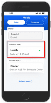 CBORD meal ordering screenshot