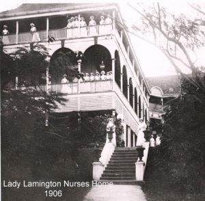 Nurses on the balconies of the Lady Lamington Nurses’ Home 1906