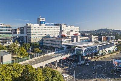 View of RBWH main buildings taken by a drone