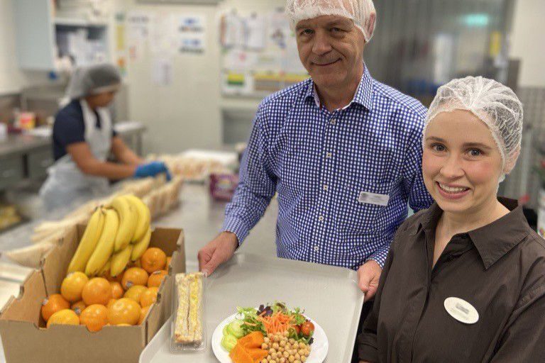 Lisa McGuire with Site Coordinator Juerg Suter at the recent RBWH kitchen open day.