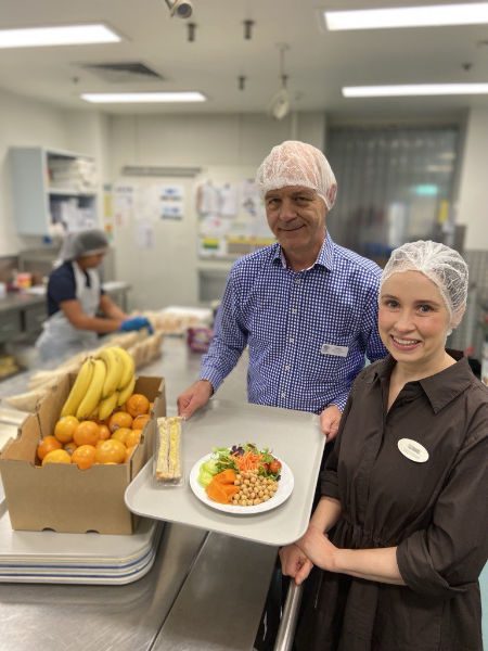 Lisa McGuire with Site Coordinator Juerg Suter at the recent RBWH kitchen open day.