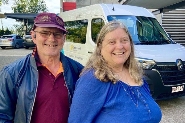 Catherine was supported by her husband, Bill as she used the Cancer Council Queensland Transport to Treatment Metro North Shuttle to attend treatment at RBWH.
