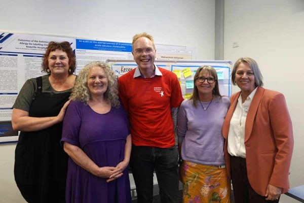 Redcliffe Hospital Symposium participants, (L to R) Fiona Malcolm, Jane Geltch, Dr Joel Dulhunty, Dr Jacqui Peet, Associate Professor Amanda Fox