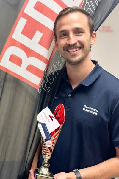 Mitch with the winner's trophy