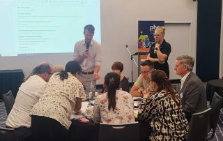 Dr Tom Boosey, EMBC Senior Registrar, and EMBC Nurse Manager Denise Johnson facilitating an exercise management discussion exercise at a PHN Collaborative Forum