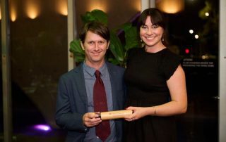 Professor David Copeland and Dr Ciara Shiggins accepting the 2023 NHMRC Consumer Engagement Award
