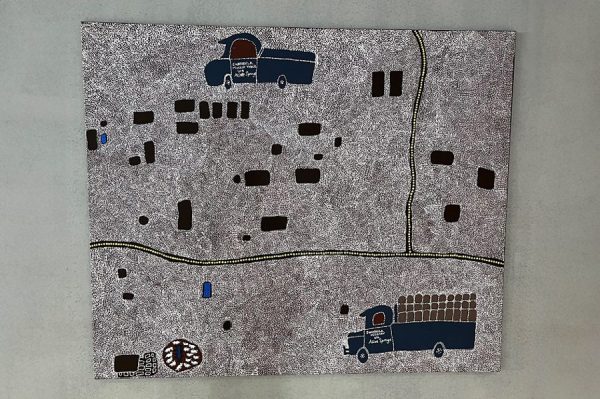 Rene Kulitja 'Olden Times' at the Level 3 entrance to STARS.