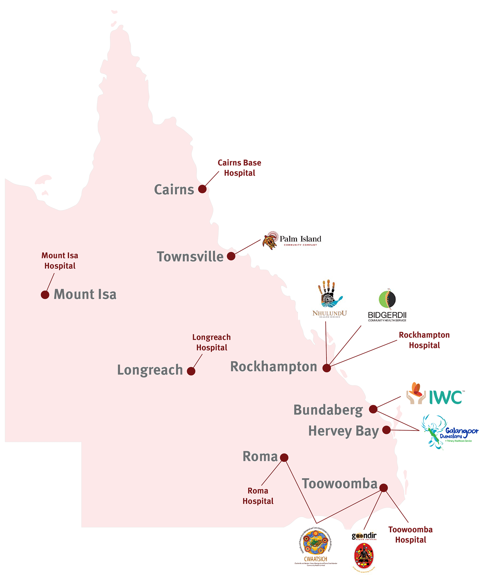 Connecting Care to Country partners map 