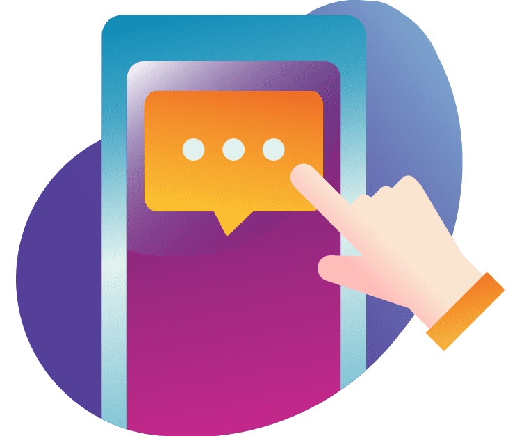 Illustration of an SMS message and a hand