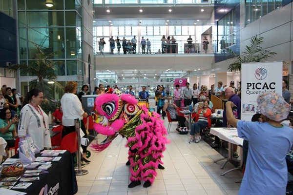 Chinese dragon dancer in RBWH foyer