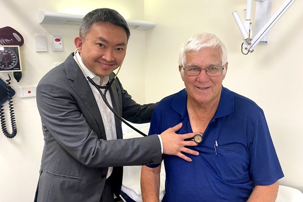 Cardiologist Dr Karl Poon and patient Ray Elford.